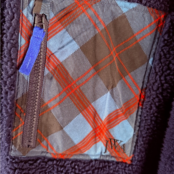 Uniqlo JW Anderson Navy Fleece Jacket with Plaid Accents - Picture 2 of 5